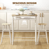 Wooden Bar Table 80cm Wide Rectangular With 2 Stools - Velmora