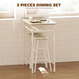 Wooden Bar Table 80cm Wide Rectangular With 2 Stools - Velmora