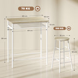 Wooden Bar Table 80cm Wide Rectangular With 2 Stools - Velmora