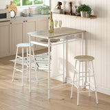 Wooden Bar Table 80cm Wide Rectangular With 2 Stools - Velmora