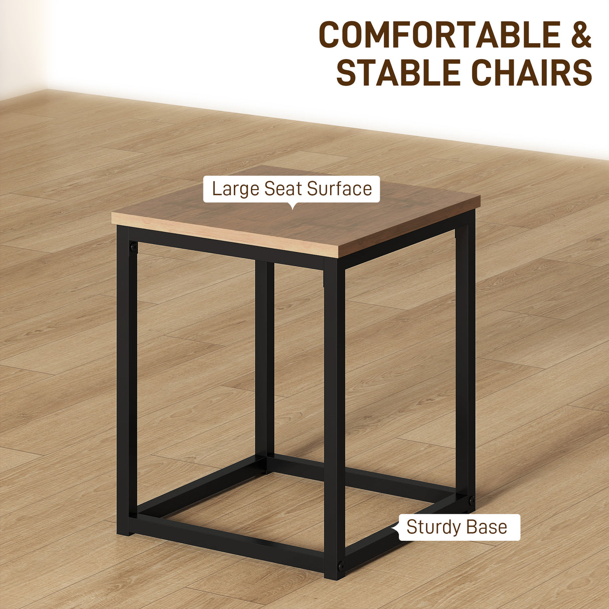 Wooden Bar Table 80cm Wide Square With 4 Stools - Velmora