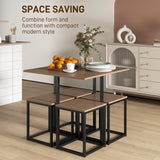 Wooden Bar Table 80cm Wide Square With 4 Stools - Velmora