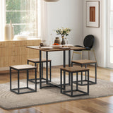 Wooden Bar Table 80cm Wide Square With 4 Stools - Velmora