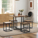 Wooden Bar Table 80cm Wide Square With 4 Stools - Velmora