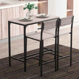 Wooden Bar Table 89cm Wide Rectangular With 2 Stools - Velmora