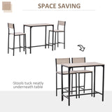 Wooden Bar Table 89cm Wide Rectangular With 2 Stools - Velmora