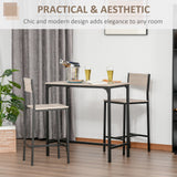 Wooden Bar Table 89cm Wide Rectangular With 2 Stools - Velmora
