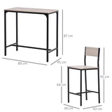 Wooden Bar Table 89cm Wide Rectangular With 2 Stools - Velmora