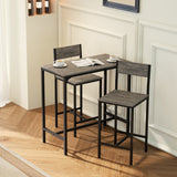 Wooden Bar Table 89cm Wide Rectangular With 2 Stools - Velmora
