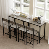 Wooden Bar Table 89cm Wide Rectangular With 2 Stools - Velmora