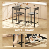 Wooden Bar Table 89cm Wide Rectangular With 2 Stools - Velmora