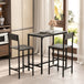 Wooden Bar Table 89cm Wide Rectangular With 2 Stools - Velmora