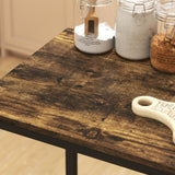 Wooden Bar Table 89cm Wide Rectangular With 2 Stools - Velmora