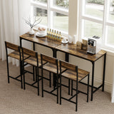 Wooden Bar Table 89cm Wide Rectangular With 2 Stools - Velmora