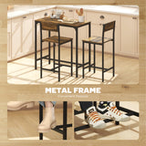 Wooden Bar Table 89cm Wide Rectangular With 2 Stools - Velmora