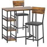 Wooden Bar Table 90cm Wide Rectangular With 2 Chairs - Velmora