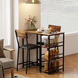 Wooden Bar Table 90cm Wide Rectangular With 2 Chairs - Velmora