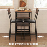 Wooden Bar Table 90cm Wide Rectangular With 2 Chairs - Velmora