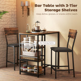 Wooden Bar Table 90cm Wide Rectangular With 2 Chairs - Velmora