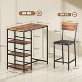 Wooden Bar Table 90cm Wide Rectangular With 2 Chairs - Velmora