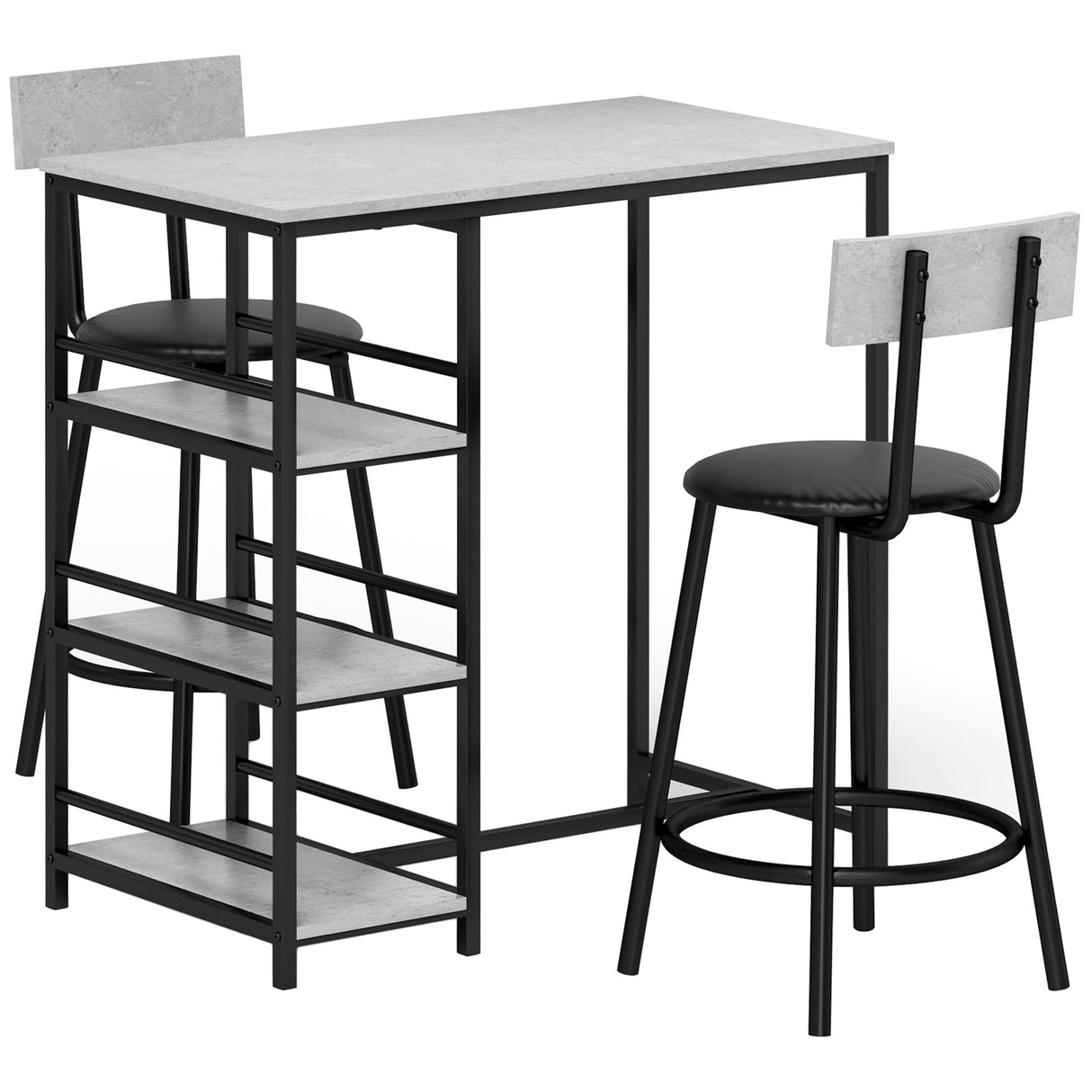 Wooden Bar Table 90cm Wide Rectangular With 2 Stools - Velmora