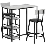 Wooden Bar Table 90cm Wide Rectangular With 2 Stools - Velmora