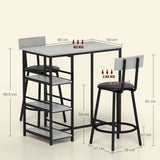 Wooden Bar Table 90cm Wide Rectangular With 2 Stools - Velmora