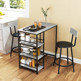 Wooden Bar Table 90cm Wide Rectangular With 2 Stools - Velmora
