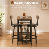 Wooden Bar Table 90cm Wide Rectangular With 2 Stools - Velmora