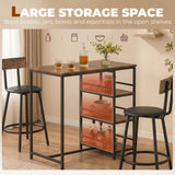 Wooden Bar Table 90cm Wide Rectangular With 2 Stools - Velmora