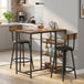 Wooden Bar Table 90cm Wide Rectangular With 2 Stools - Velmora