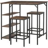 Wooden Bar Table 91cm Wide Rectangular With 2 Stools - Velmora
