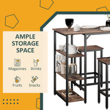 Wooden Bar Table 91cm Wide Rectangular With 2 Stools - Velmora