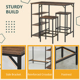 Wooden Bar Table 91cm Wide Rectangular With 2 Stools - Velmora