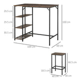 Wooden Bar Table 91cm Wide Rectangular With 2 Stools - Velmora