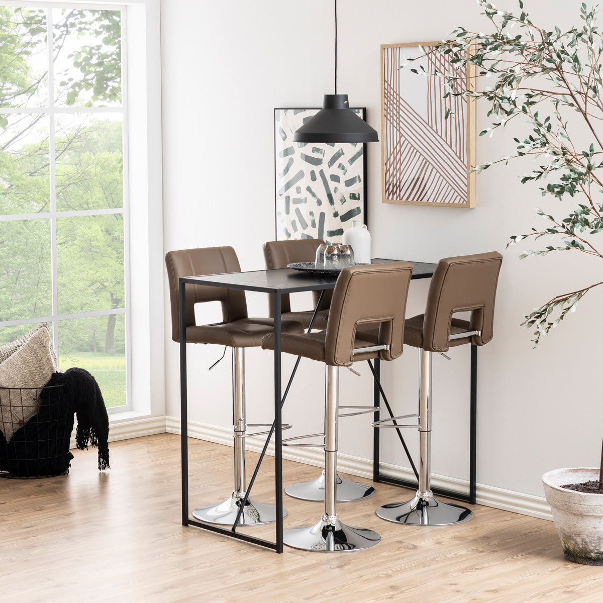 Wooden Bar Table With Black Metal Frame - Seaford