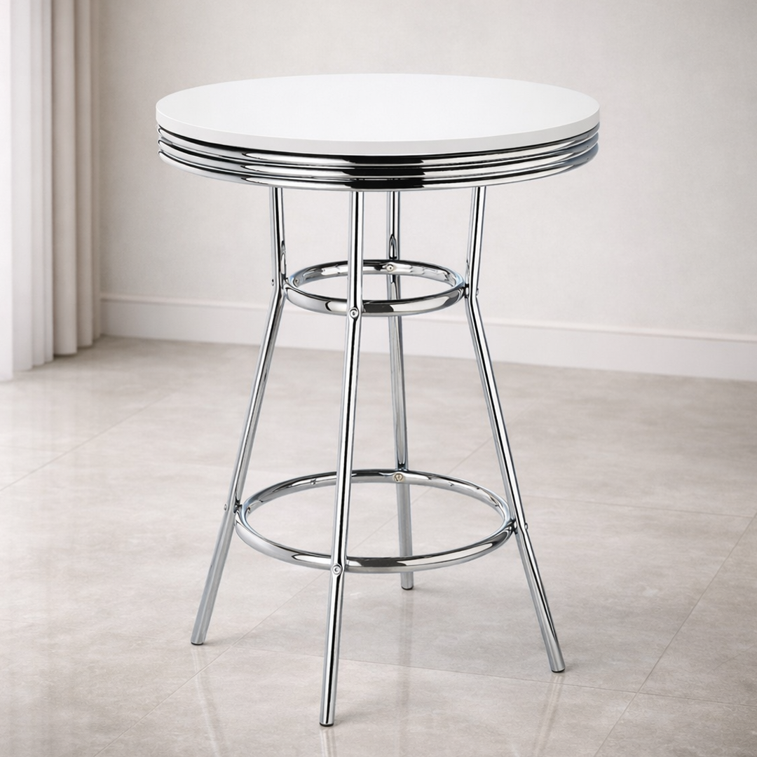 Wooden Bar Table Diner Poseur Retro Round - Ambley