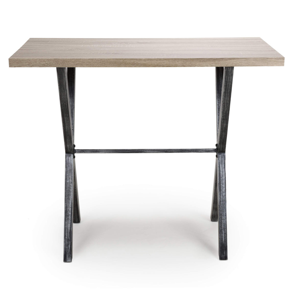 Wooden Bar Table Rectangular With Black Cross Frame Metal Legs - Brevik