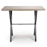Wooden Bar Table Rectangular With Black Cross Frame Metal Legs - Brevik