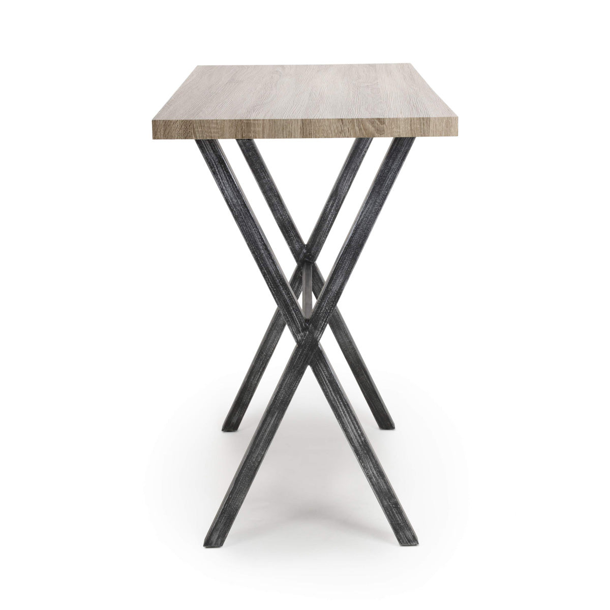 Wooden Bar Table Rectangular With Black Cross Frame Metal Legs - Brevik