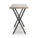 Wooden Bar Table Rectangular With Black Cross Frame Metal Legs - Brevik
