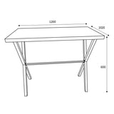 Wooden Bar Table Rectangular With Black Cross Frame Metal Legs - Brevik