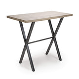 Wooden Bar Table Rectangular With Black Cross Frame Metal Legs - Brevik