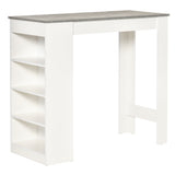 Wooden Bar Table Rectangular With 4 Tier Storage Shelf for Breakfast - Velmora