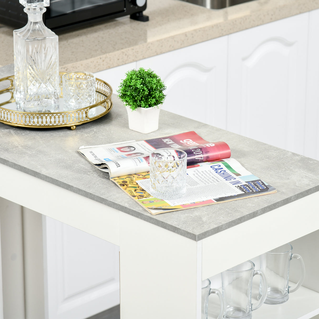 Wooden Bar Table Rectangular With 4 Tier Storage Shelf for Breakfast - Velmora