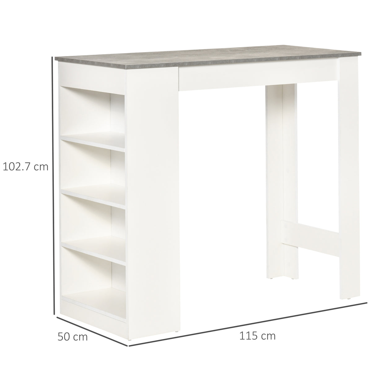 Wooden Bar Table Rectangular With 4 Tier Storage Shelf for Breakfast - Velmora
