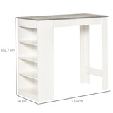 Wooden Bar Table Rectangular With 4 Tier Storage Shelf for Breakfast - Velmora