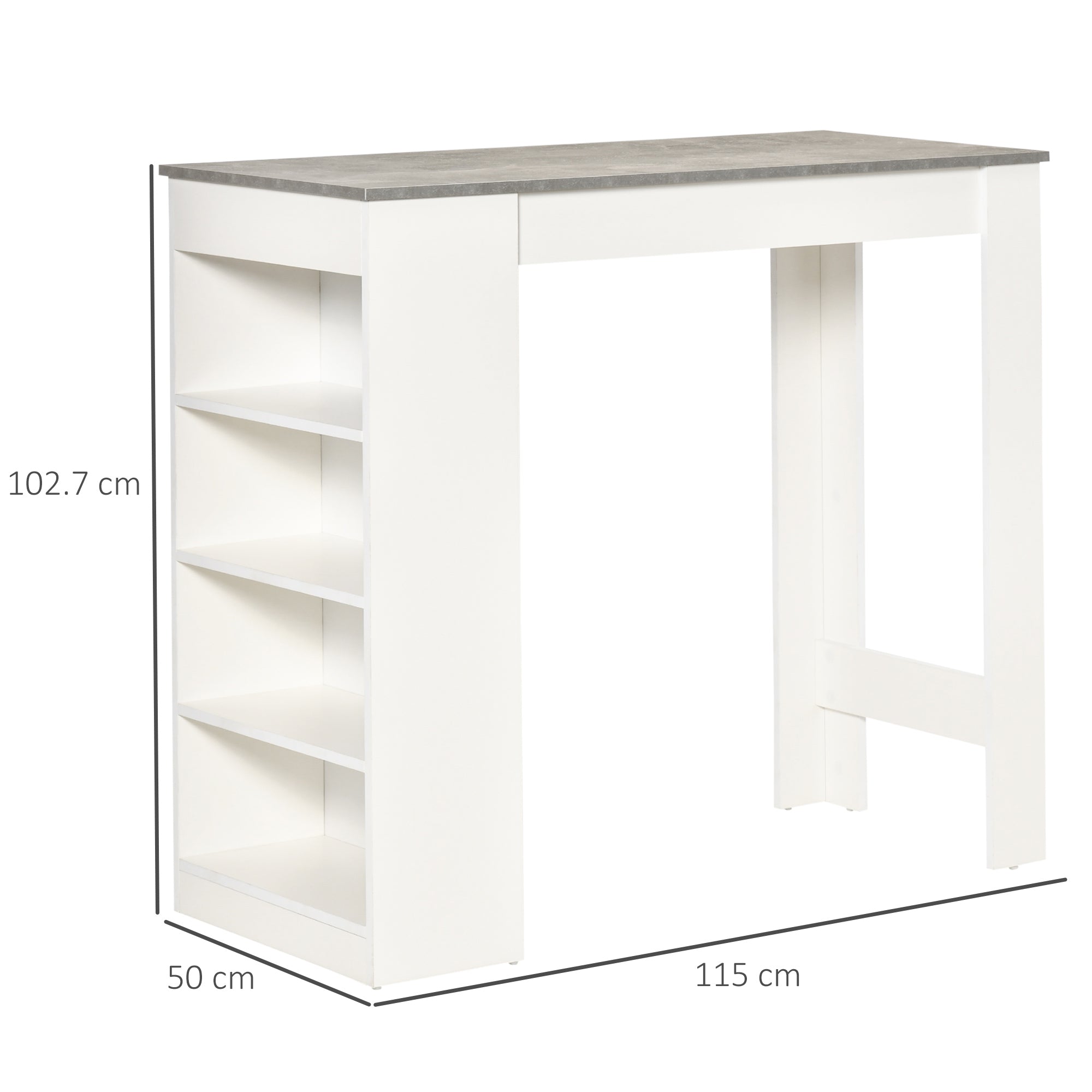 Wooden Bar Table Rectangular With 4 Tier Storage Shelf for Breakfast - Velmora