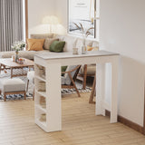 Wooden Bar Table Rectangular With 4 Tier Storage Shelf for Breakfast - Velmora