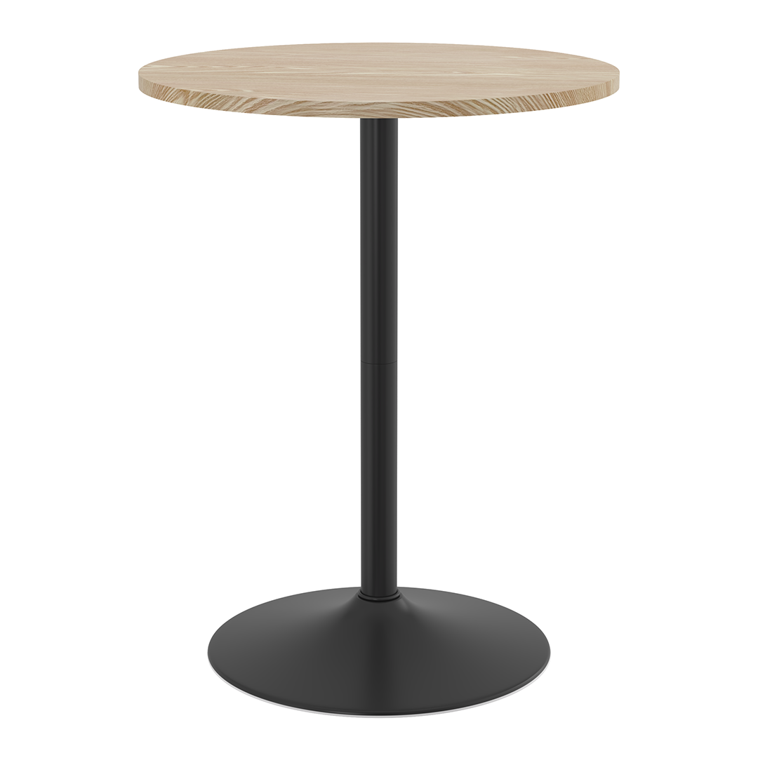 Wooden Bar Table Round 106cm High With Black Base - Carrow